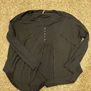 Free People Black Long Sleeve Top
